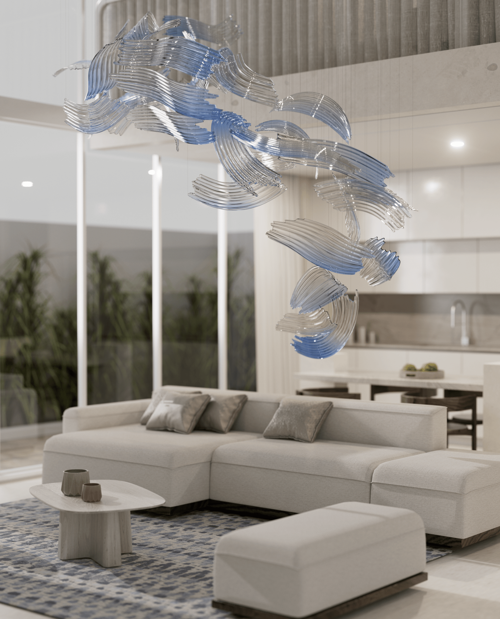 Brush Art Glass Chandelier