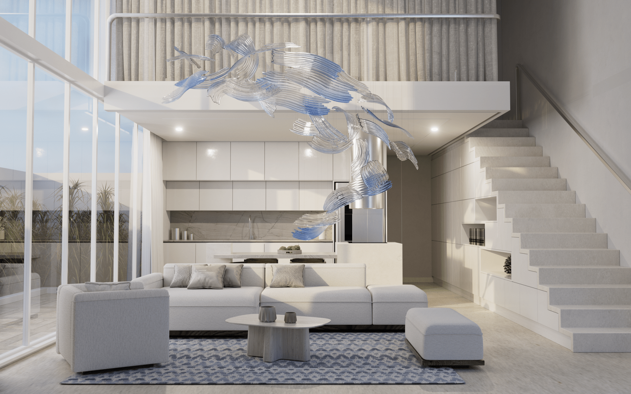 Brush Art Glass Chandelier