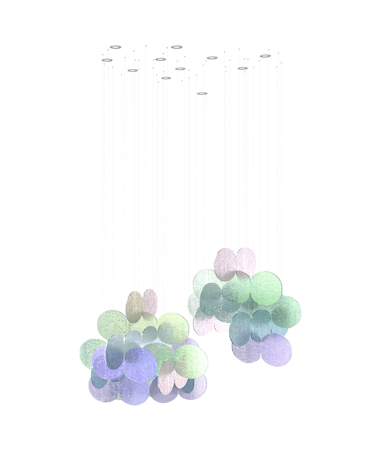 Clouds Iridescent Disc Chandelier