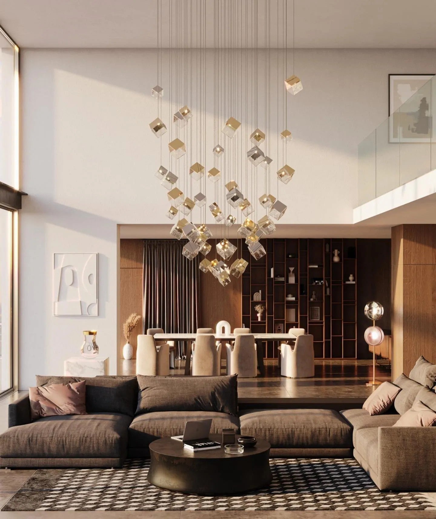 Cubic Luster Cascade Chandelier