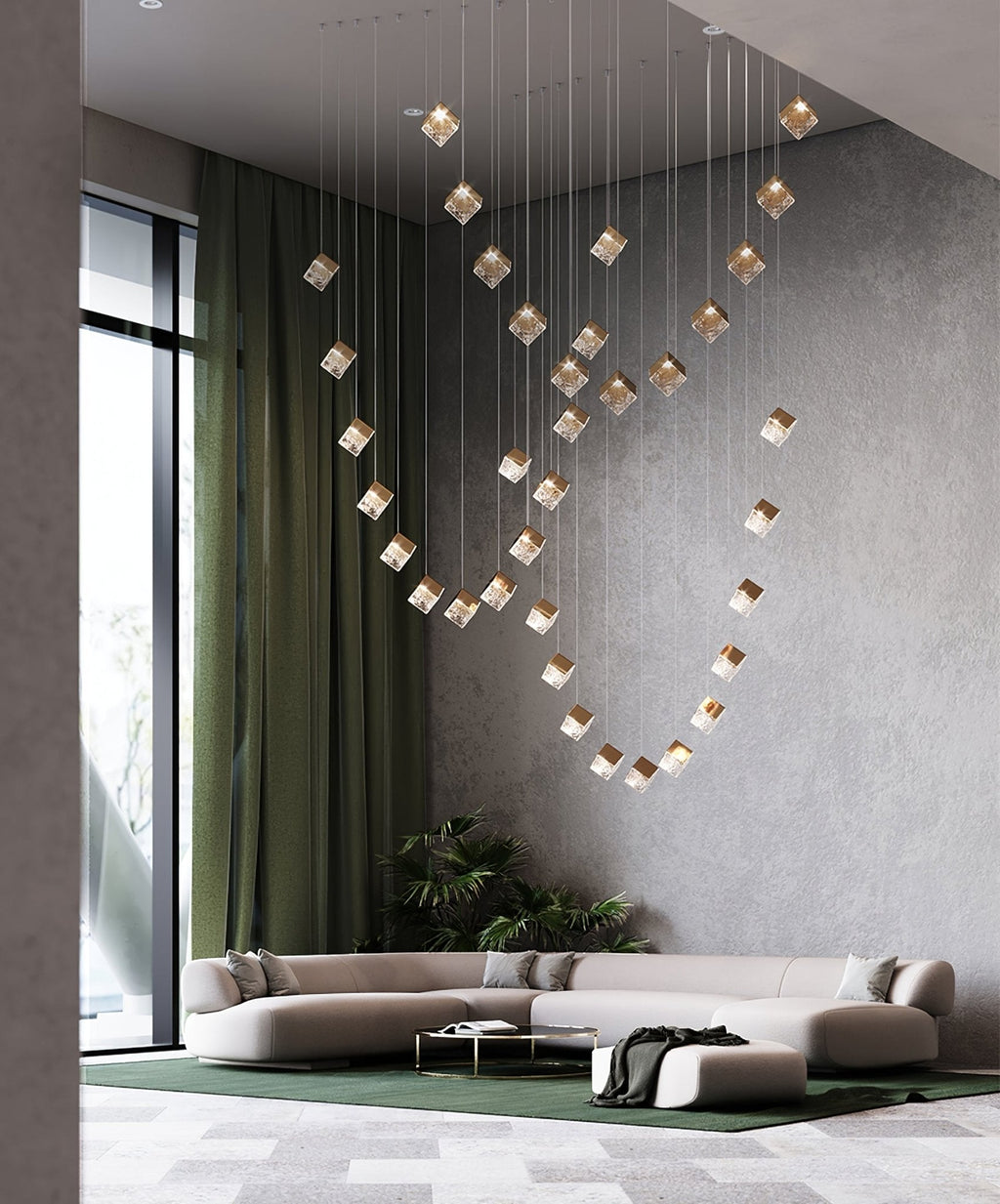 Cubic Luster Cascade Chandelier