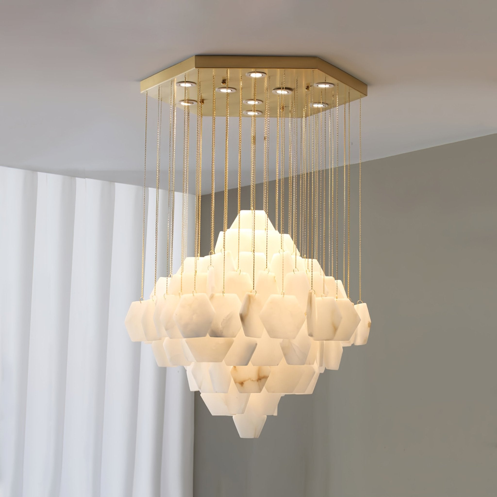 Hexa Alabaster Cascade Chandelier