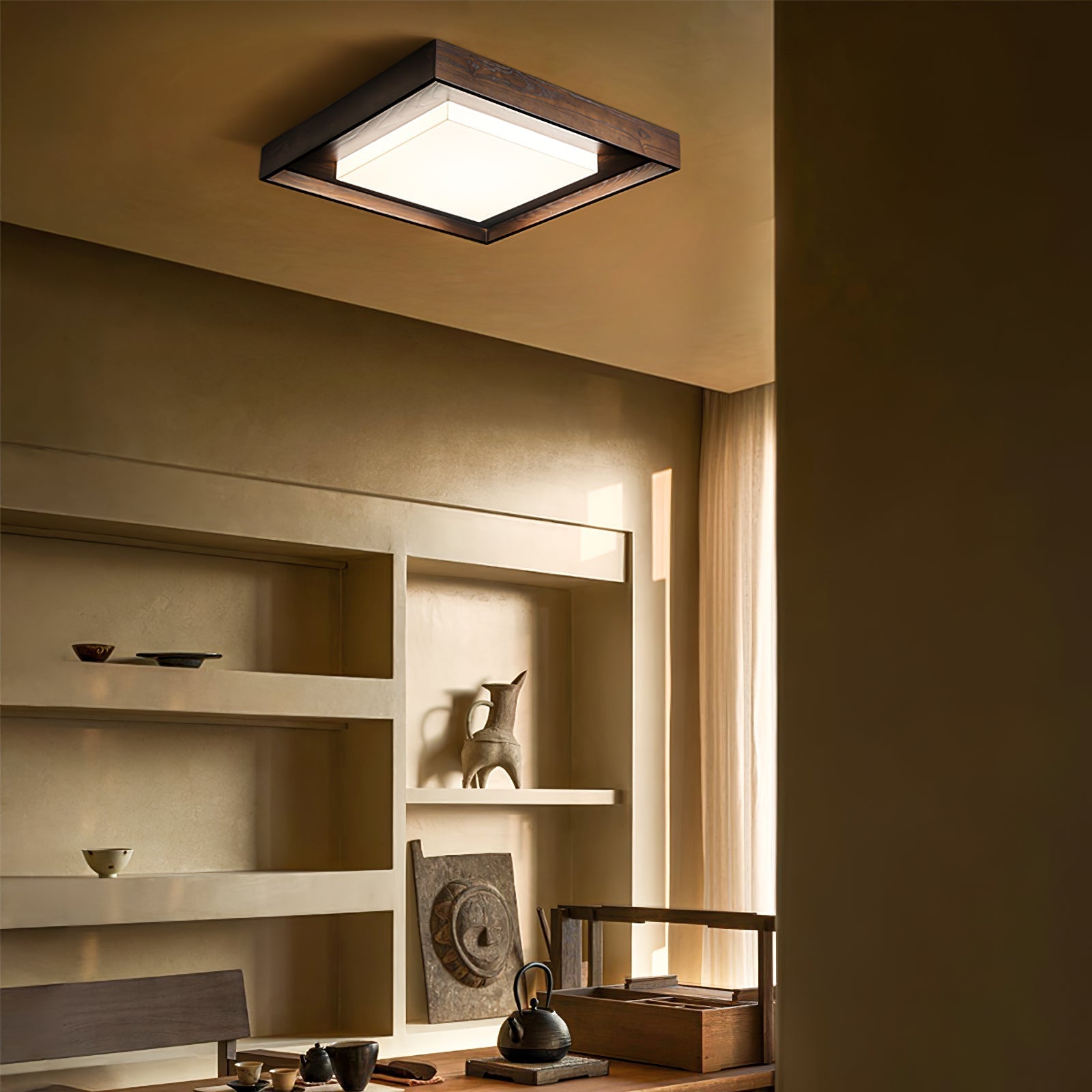 Kurin Wood Frame Ceiling Light