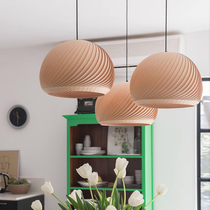 Rotary Wood Pendant Lamp