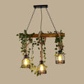Vintage Wood Green Chandelier