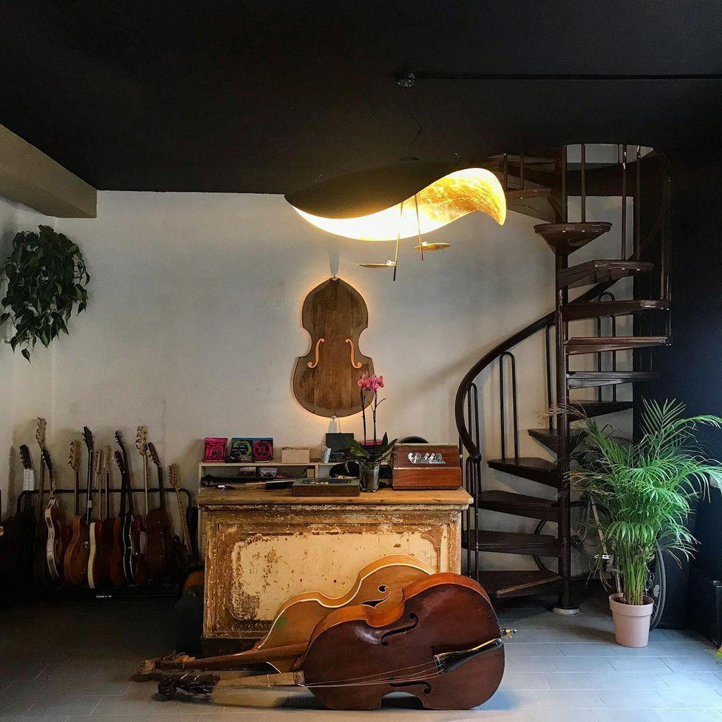 Black Wheel Pendant Light