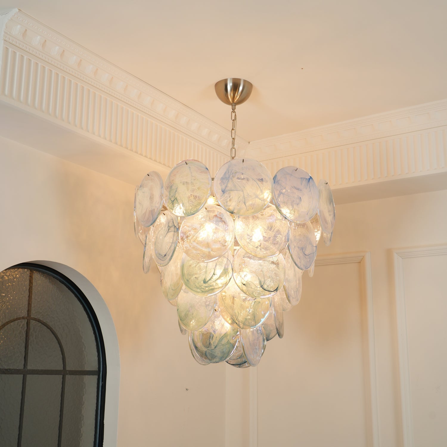 Blue Murano Iridescent Disc Chandelier - ZozHome