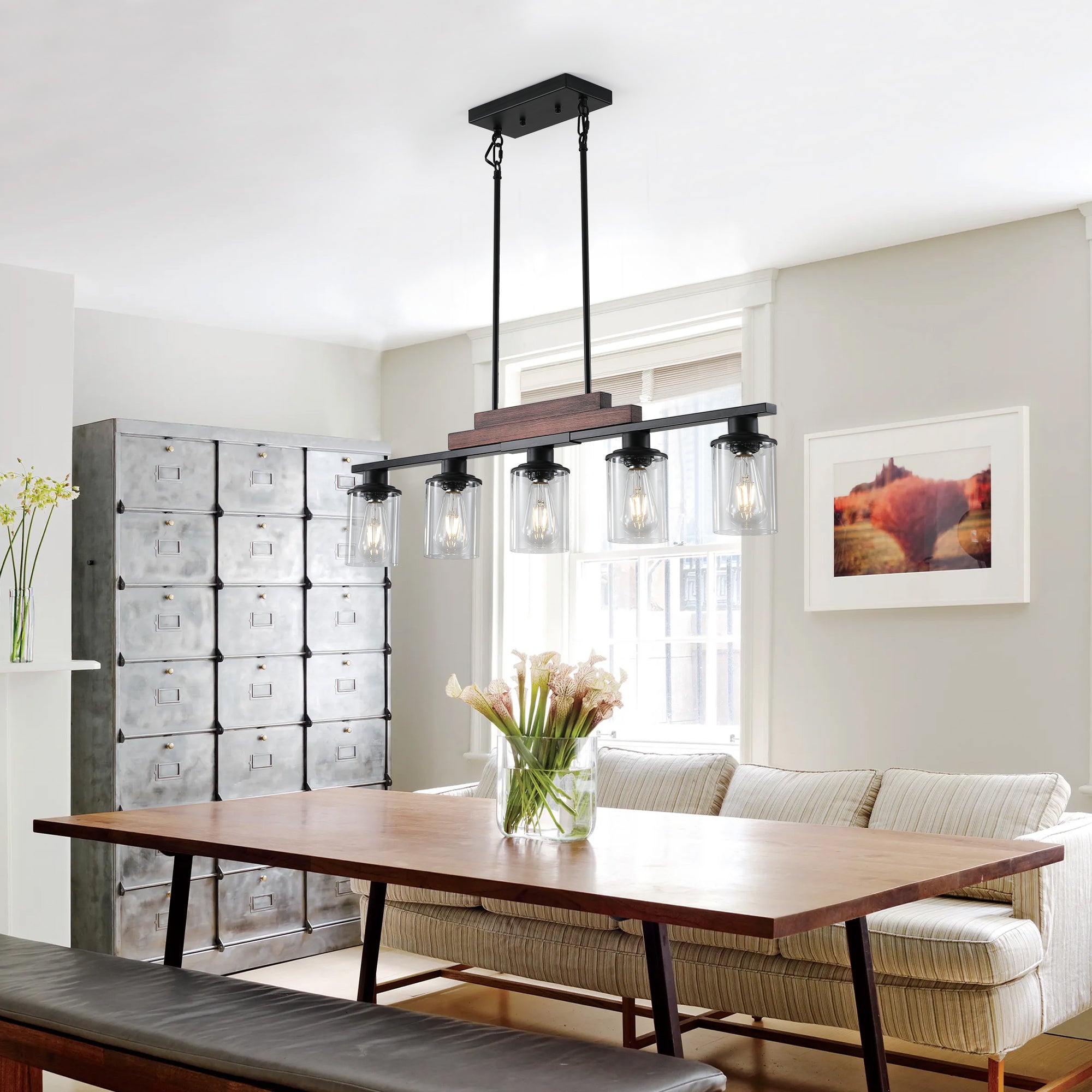 Bristol Metal Wood Pendant Light