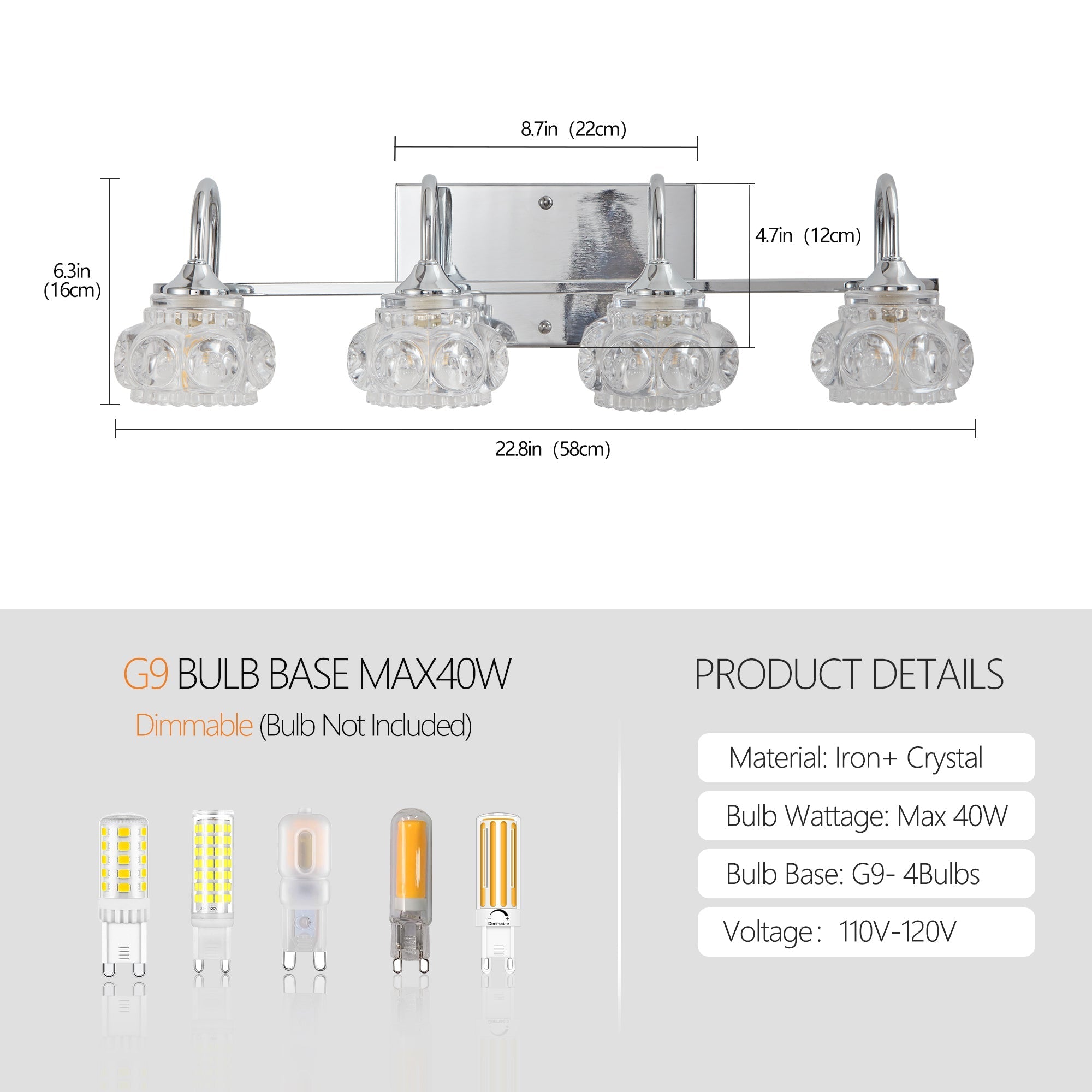 Brushed Crystal Vanity Light