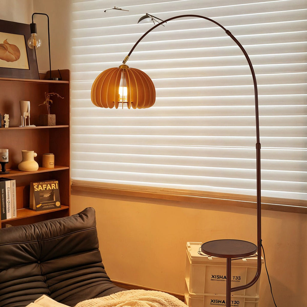 Cadenza Wooden Pumpkin Floor Lamp - ZozHome