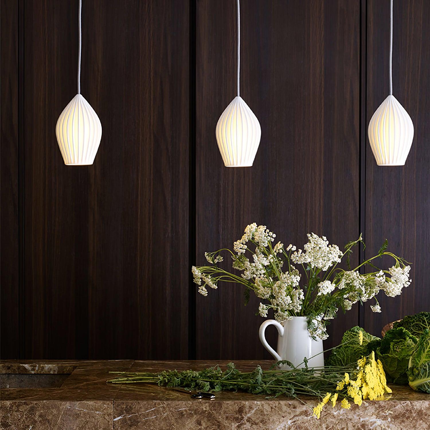 Ceramic Ribbed Pendant light - ZozHome