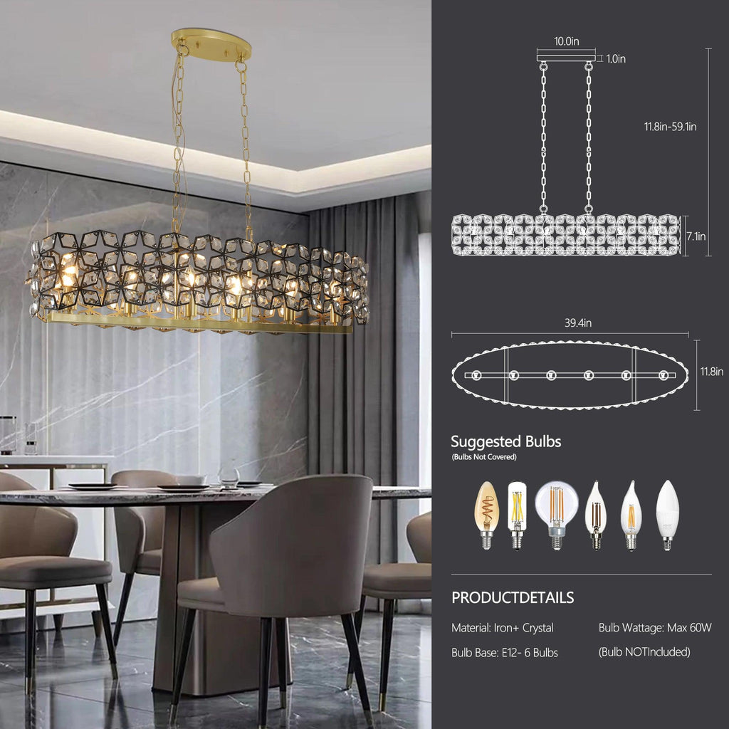 Champagne Gold Oval Crystal Chandelier