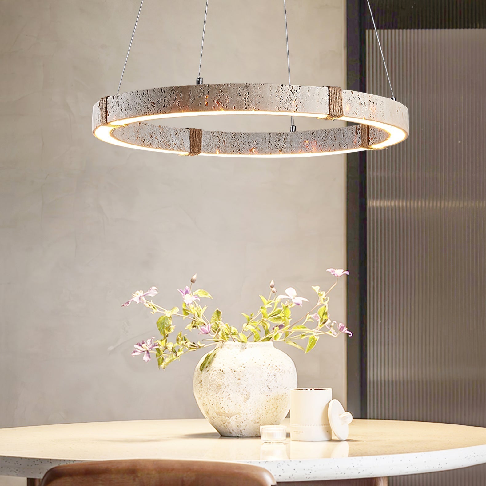 Circle Travertine Pendant Lamp - ZozHome