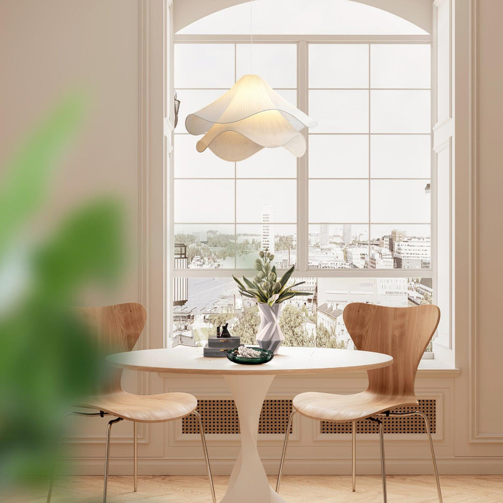 Cream Pleated Pendant Light