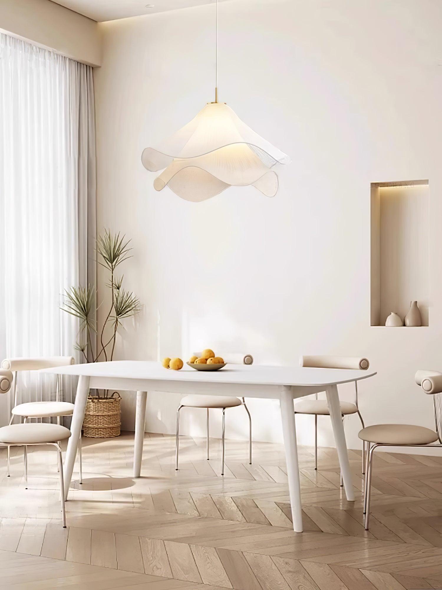 Cream Pleated Pendant Light