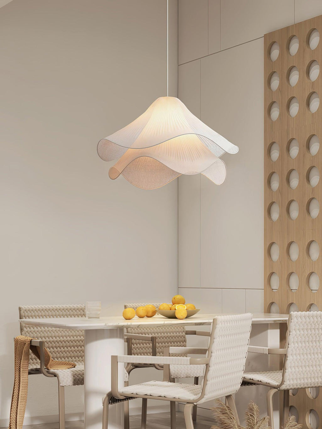 Cream Pleated Pendant Light