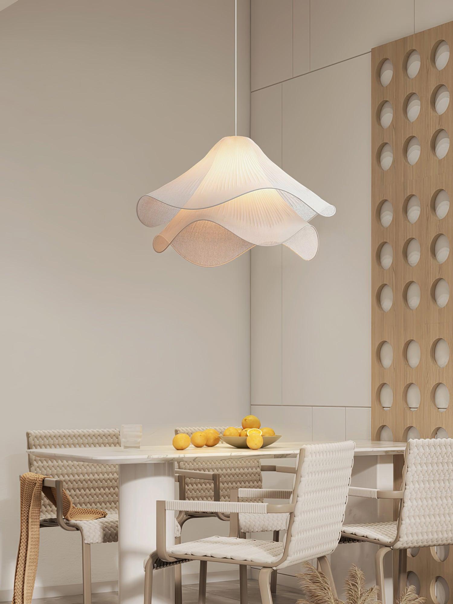 Cream Pleated Pendant Light