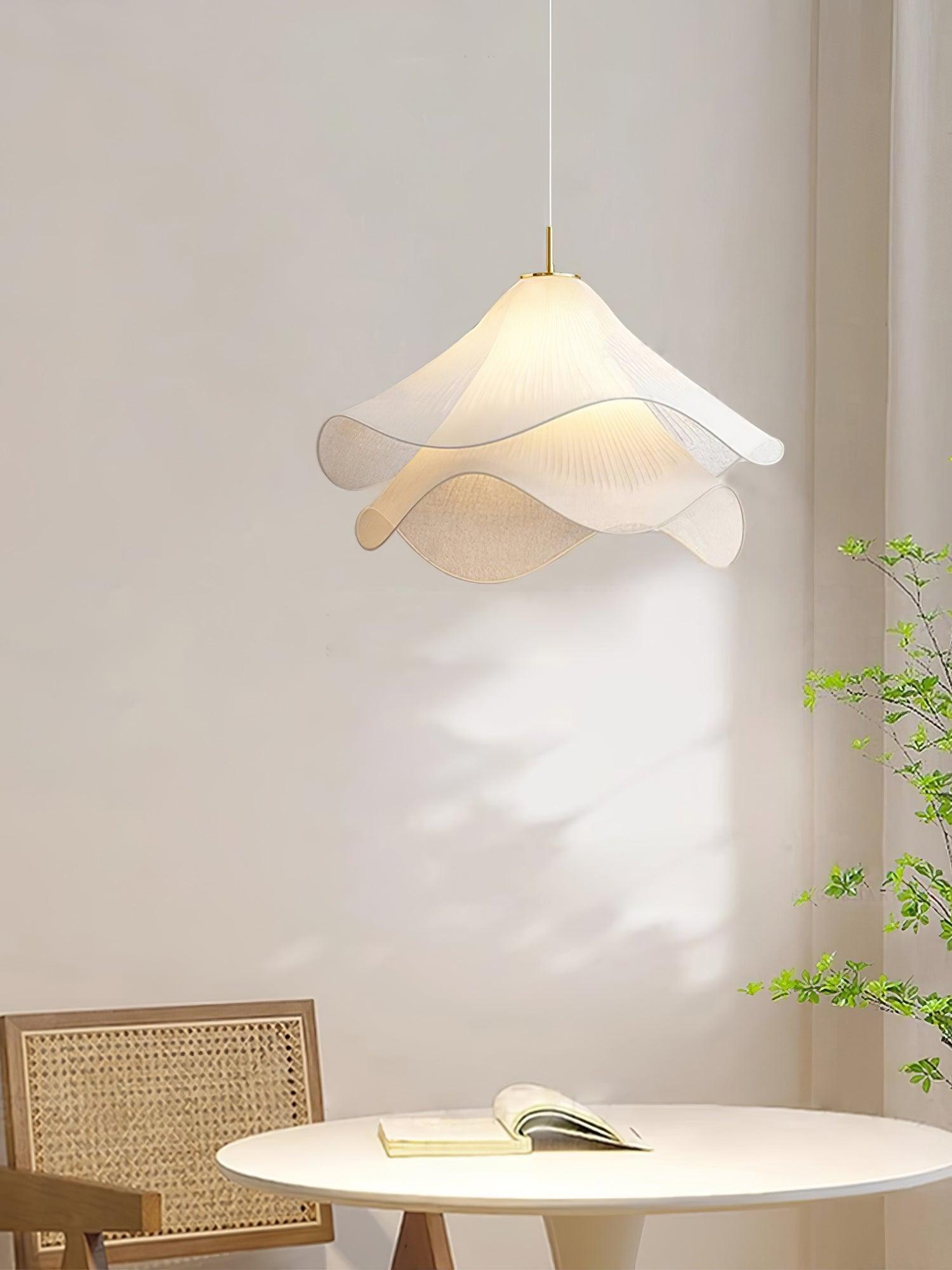 Cream Pleated Pendant Light