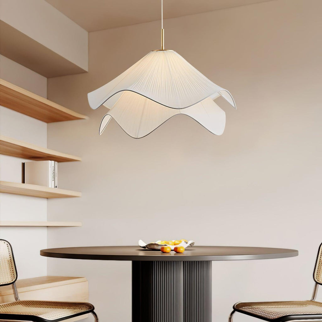 Cream Pleated Pendant Light