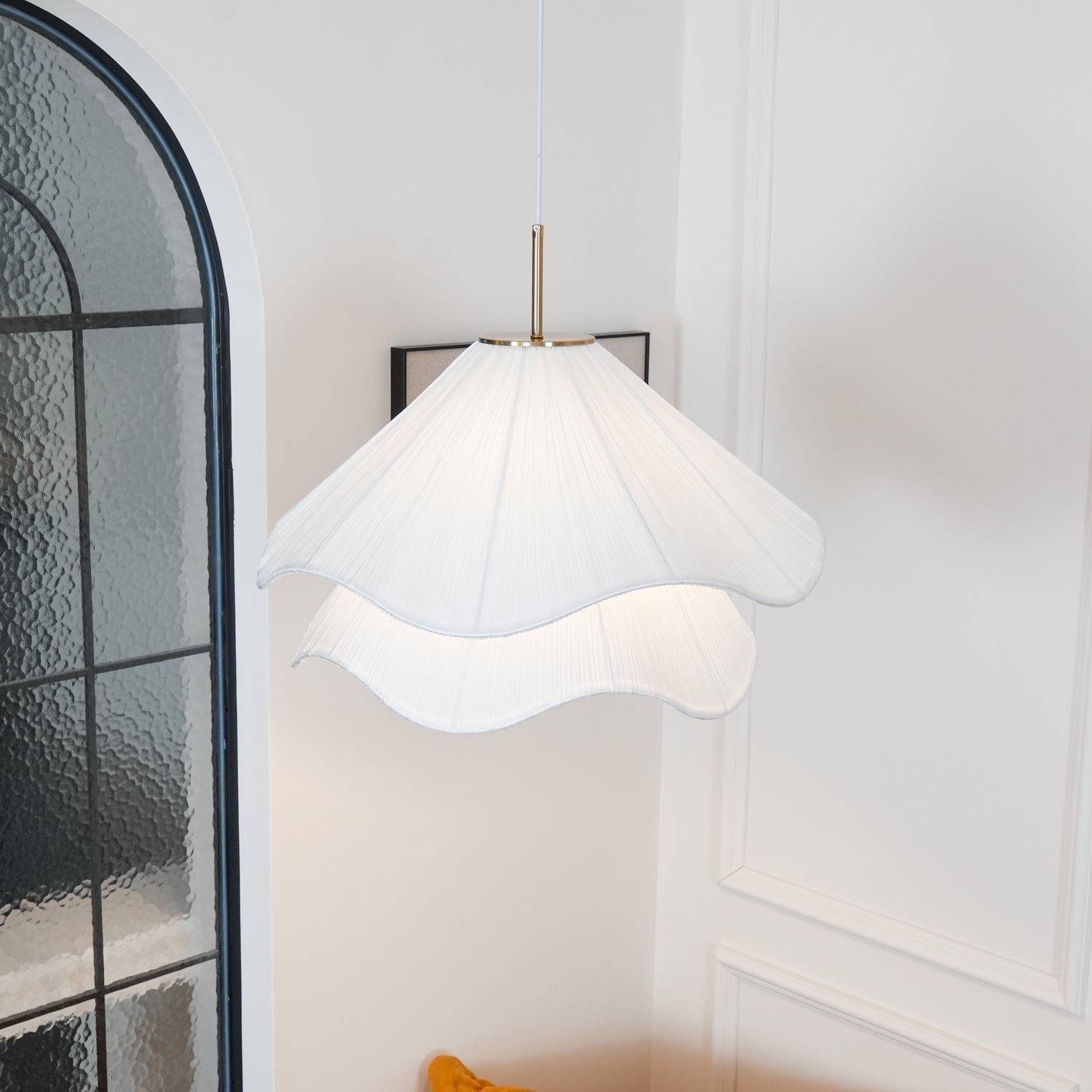 Cream Pleated Pendant Light