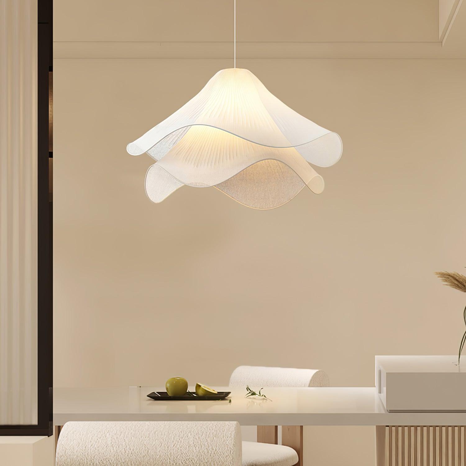 Cream Pleated Pendant Light