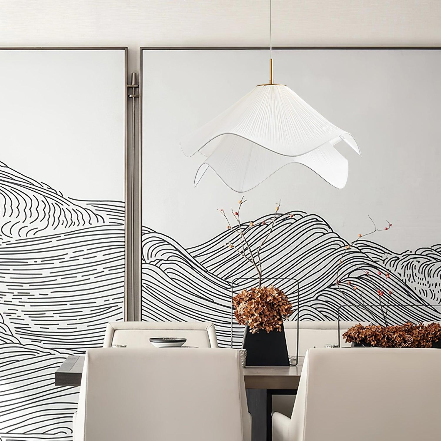 Cream Pleated Pendant Light