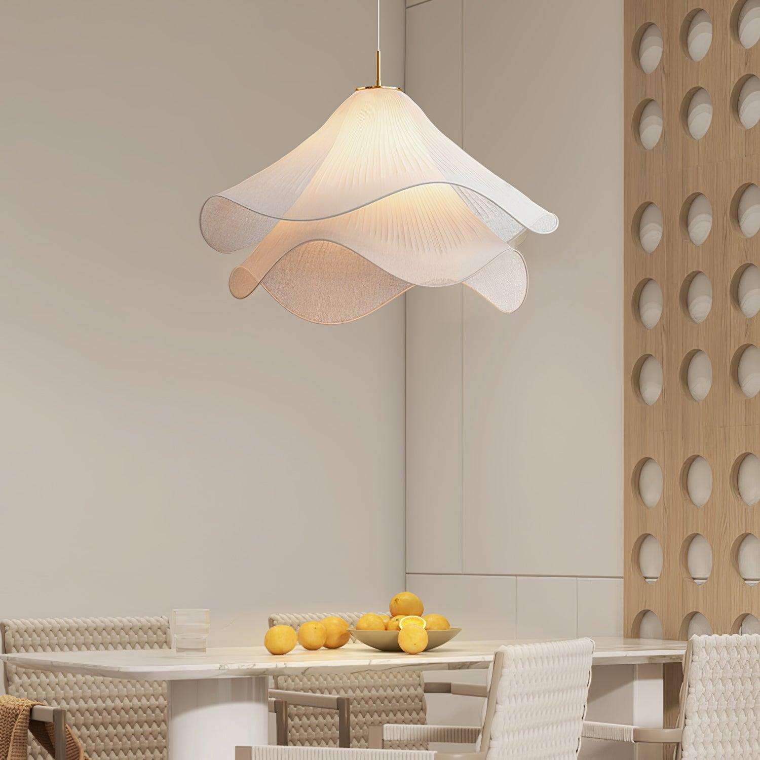 Cream Pleated Pendant Light