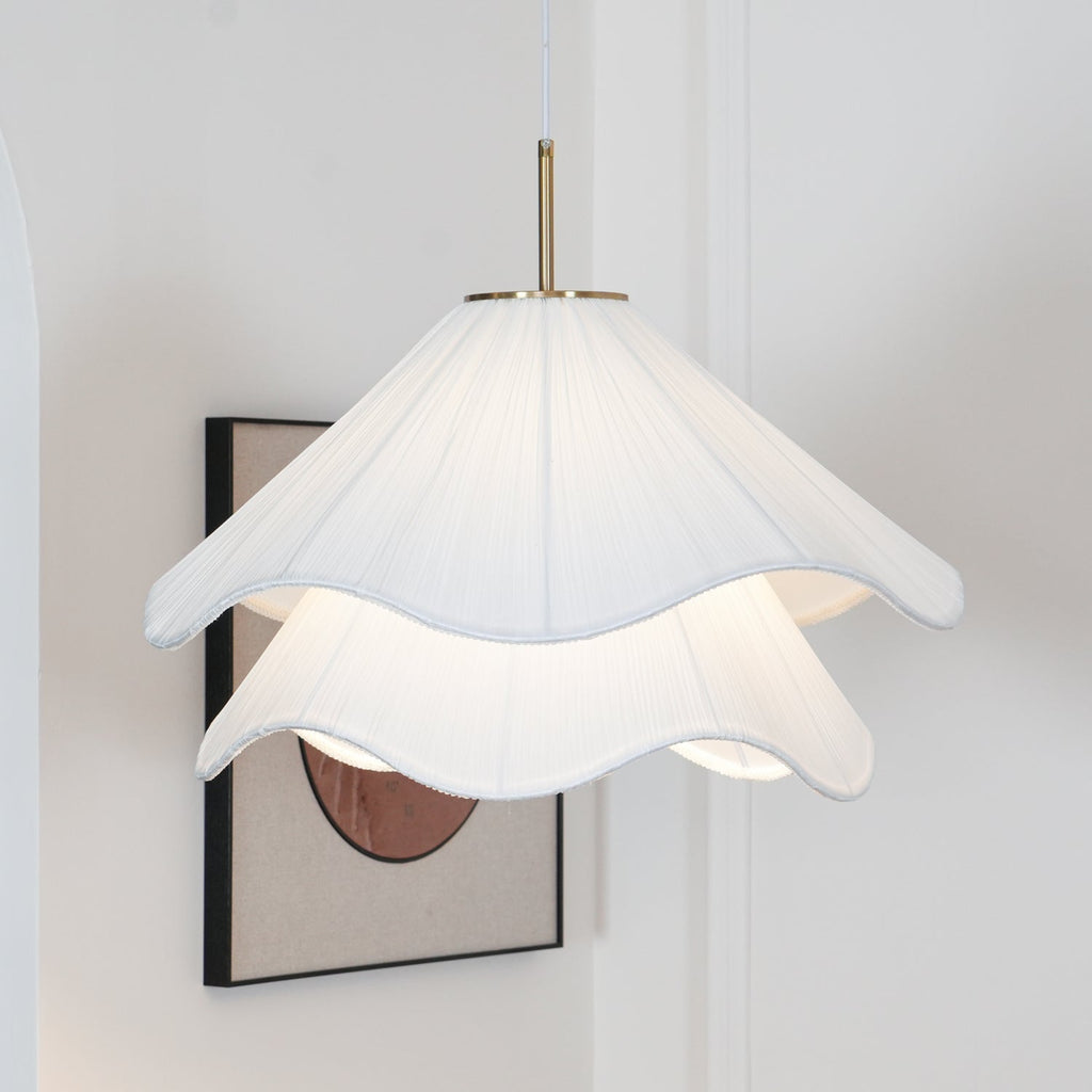 Cream Pleated Pendant Light