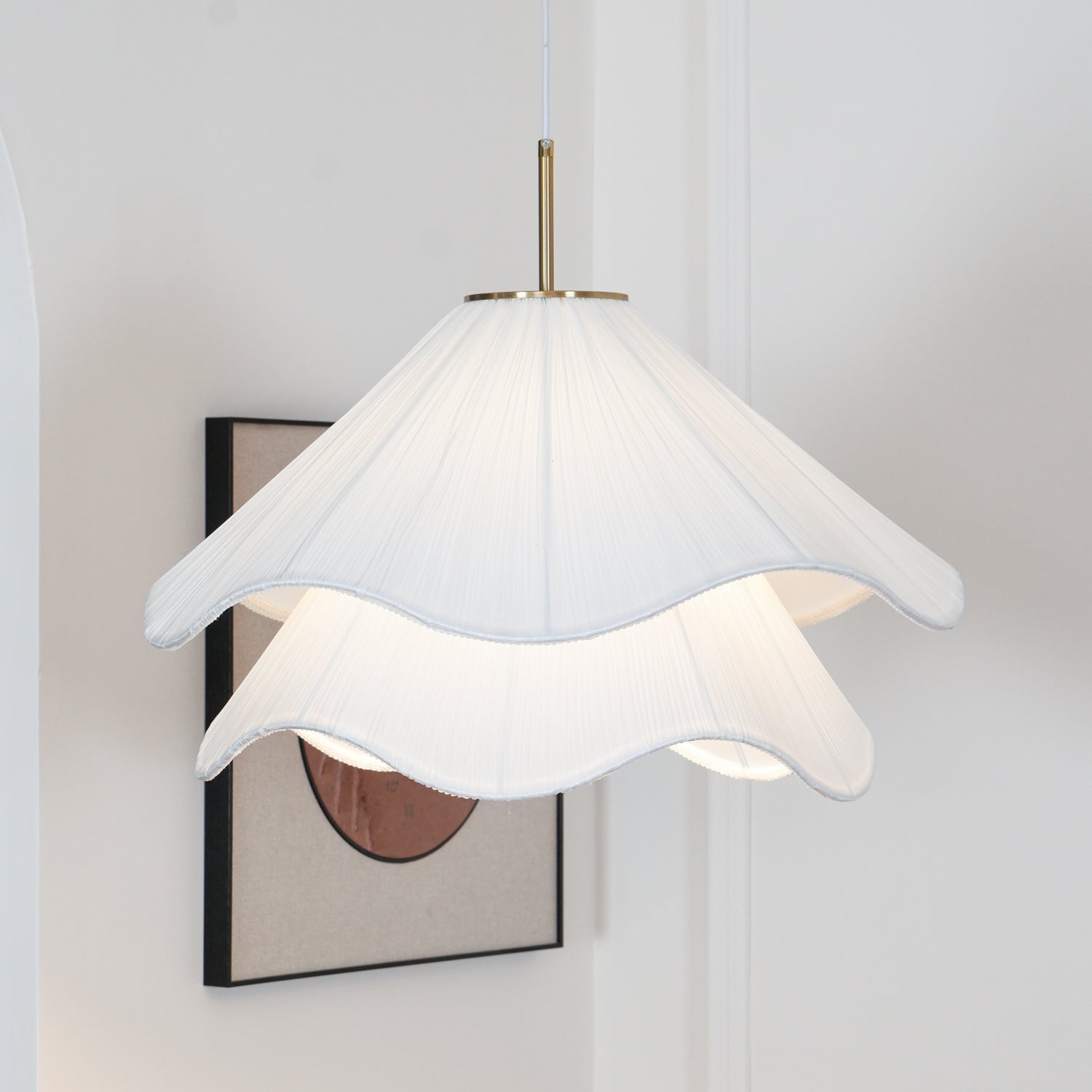 Cream Pleated Pendant Light