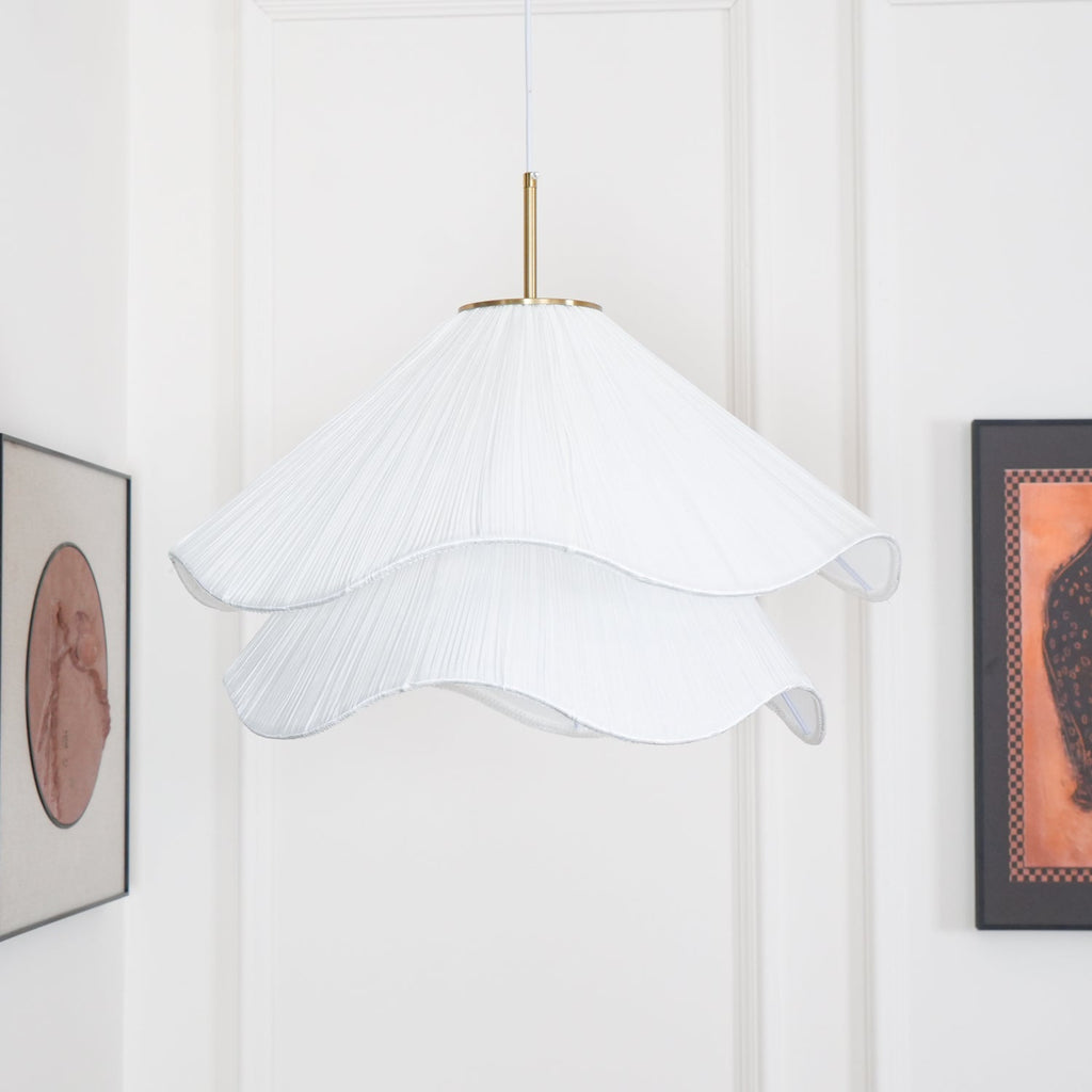 Cream Pleated Pendant Light