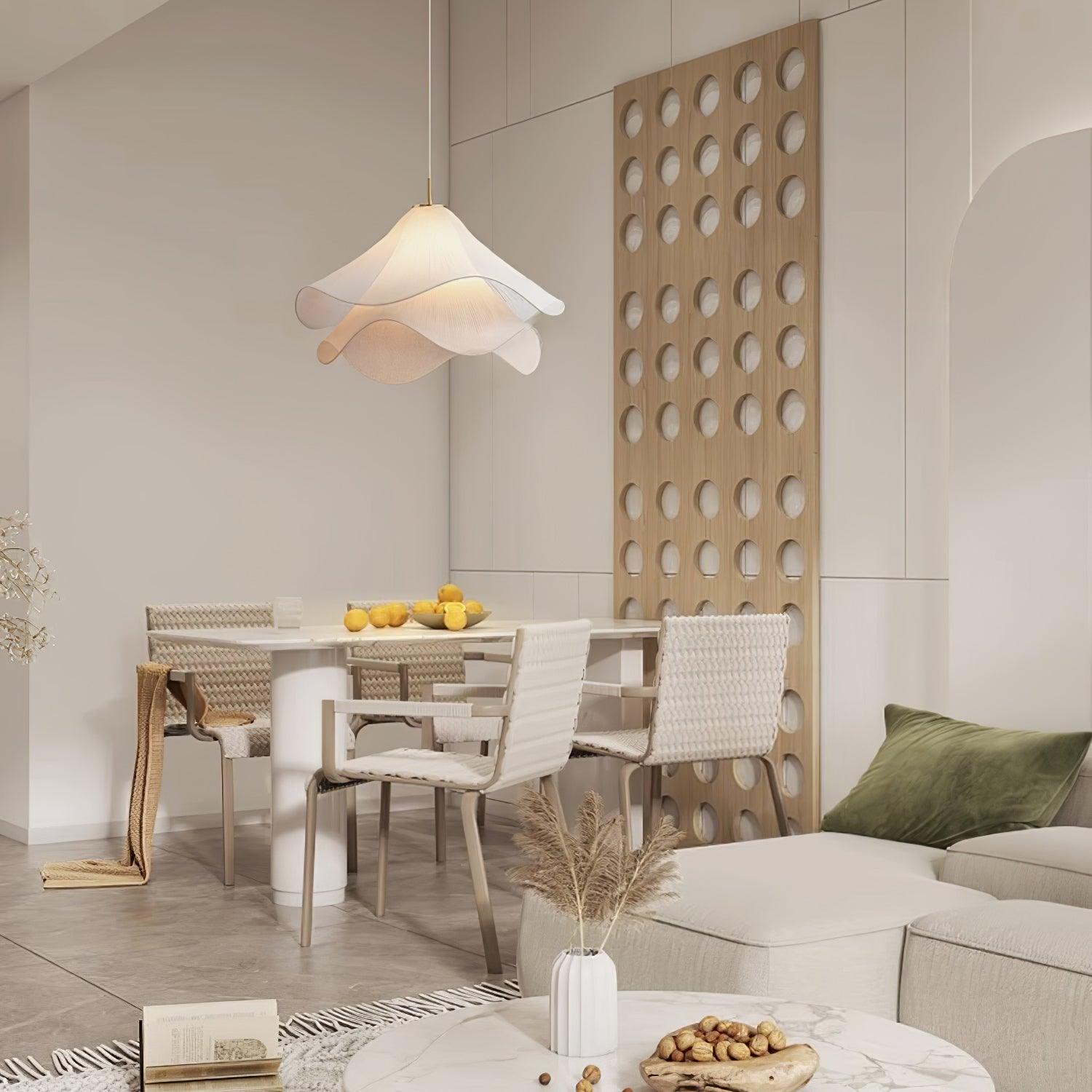 Cream Pleated Pendant Light