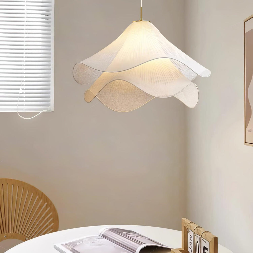 Cream Pleated Pendant Light