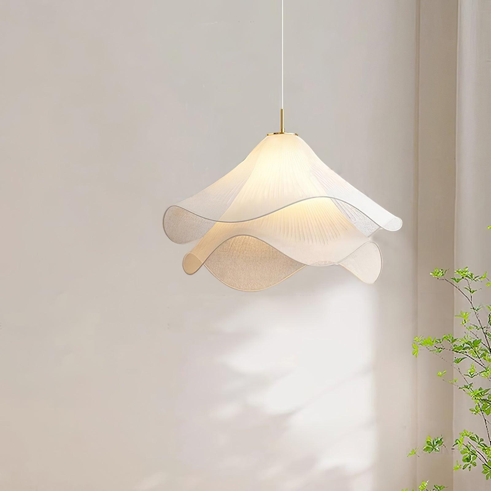 Cream Pleated Pendant Light