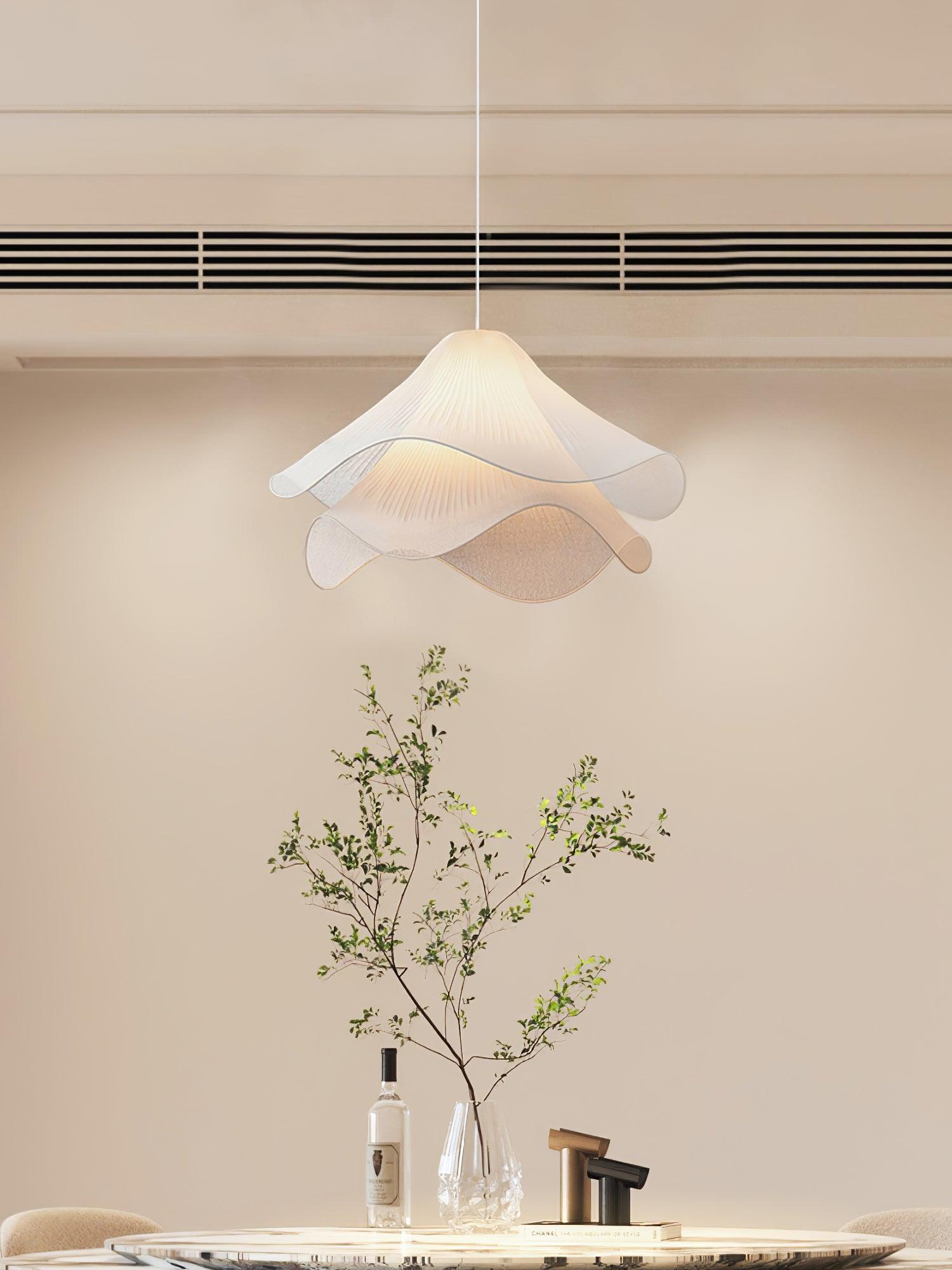 Cream Pleated Pendant Light