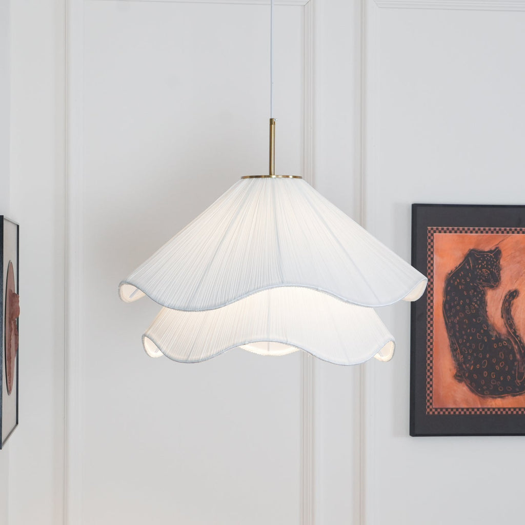 Cream Pleated Pendant Light