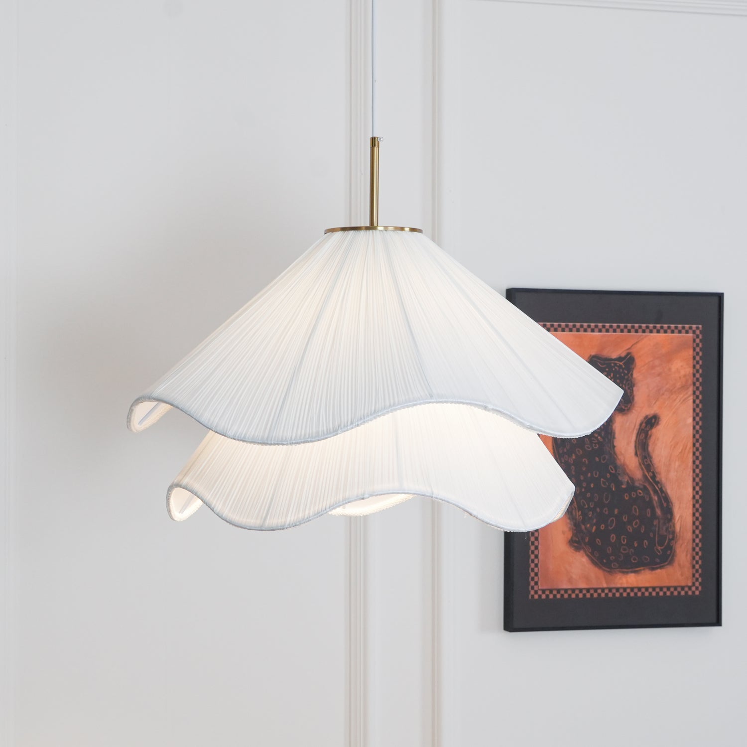 Cream Pleated Pendant Light