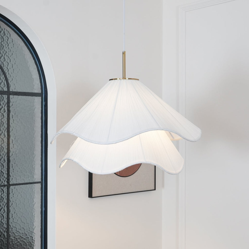 Cream Pleated Pendant Light