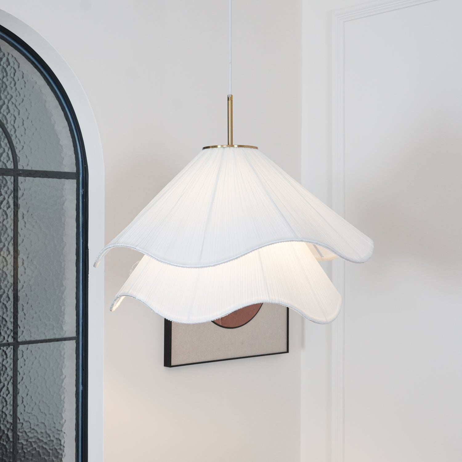 Cream Pleated Pendant Light