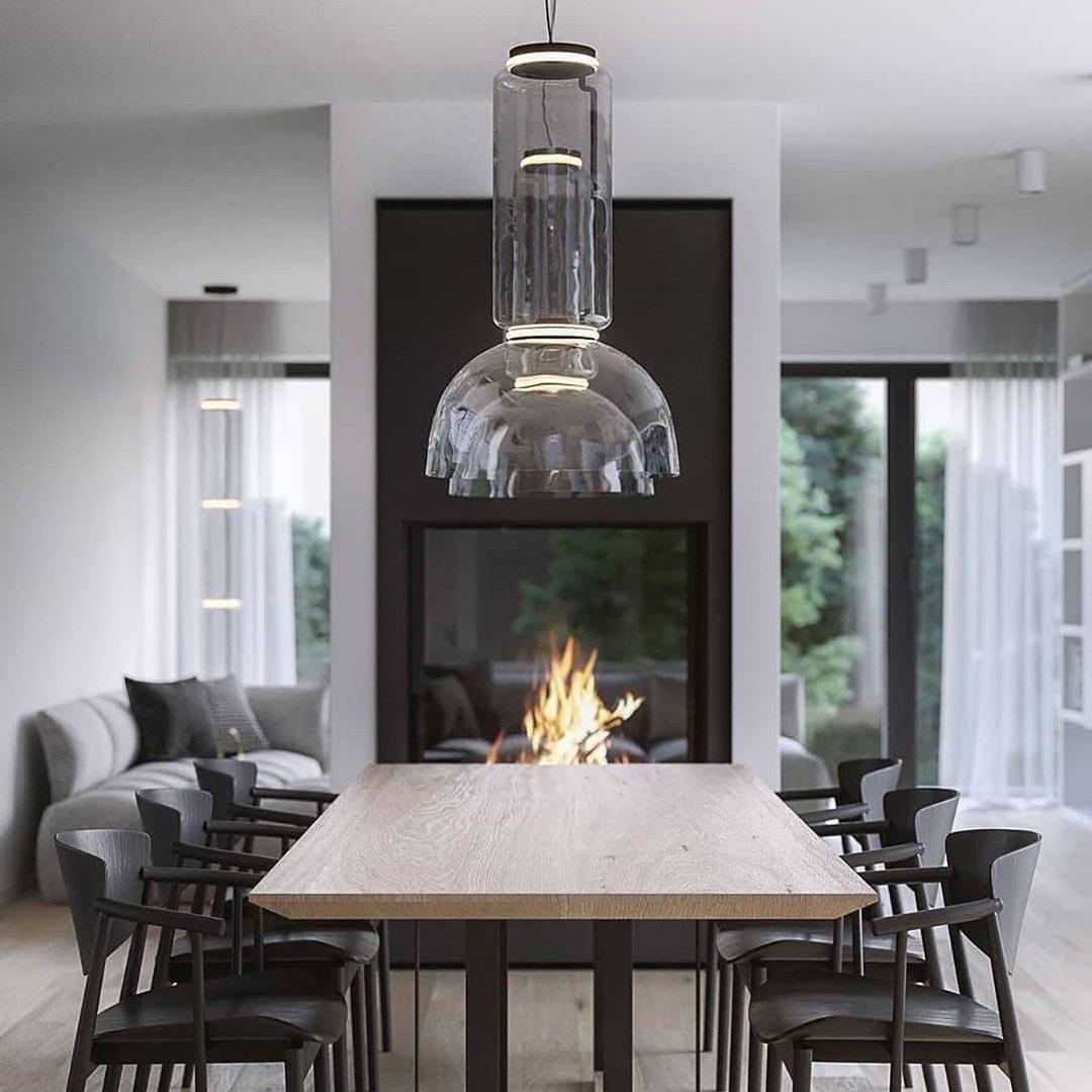 Cylindrical Clear Glass Chandelier