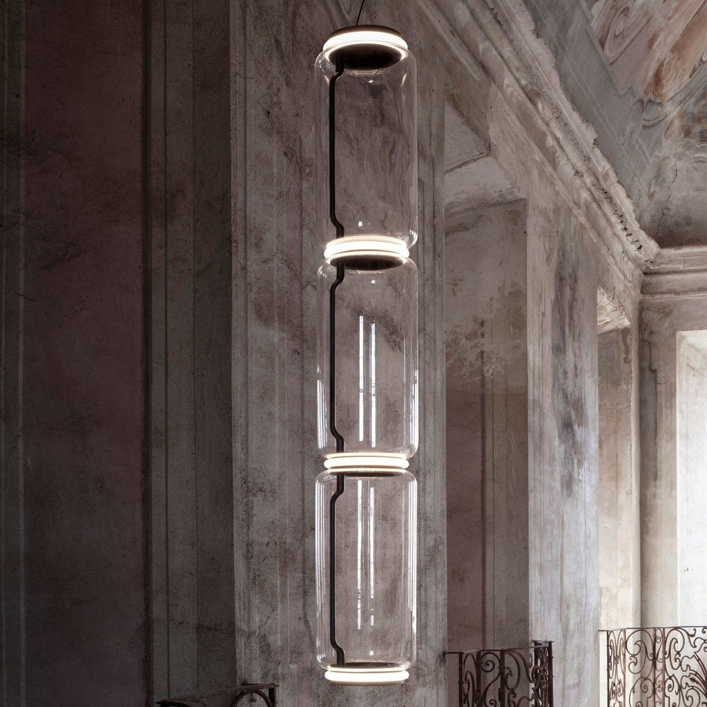Cylindrical Clear Glass Chandelier