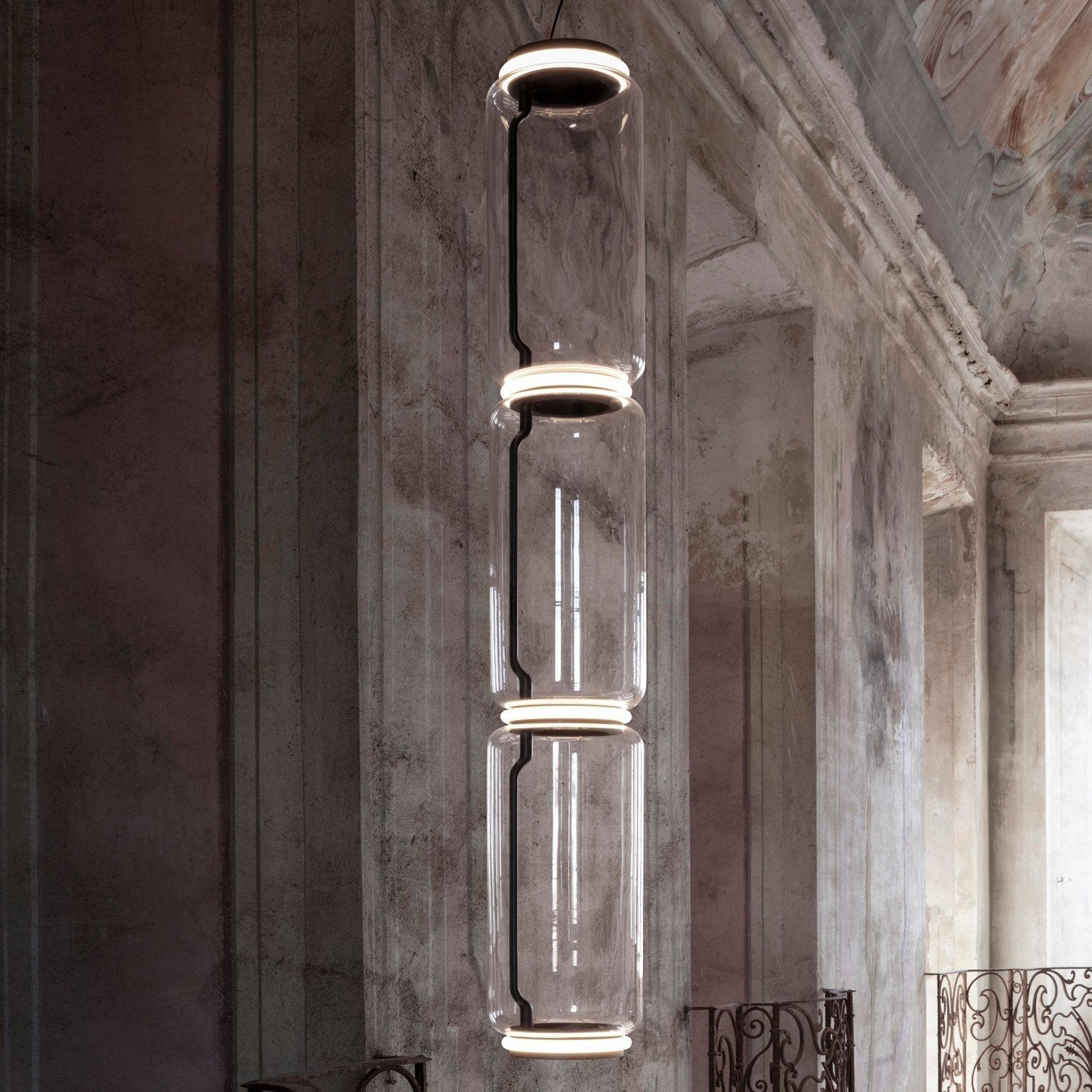 Cylindrical Clear Glass Chandelier
