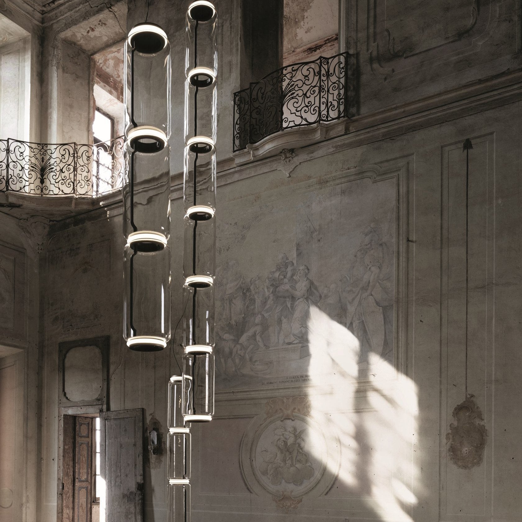 Cylindrical Clear Glass Chandelier