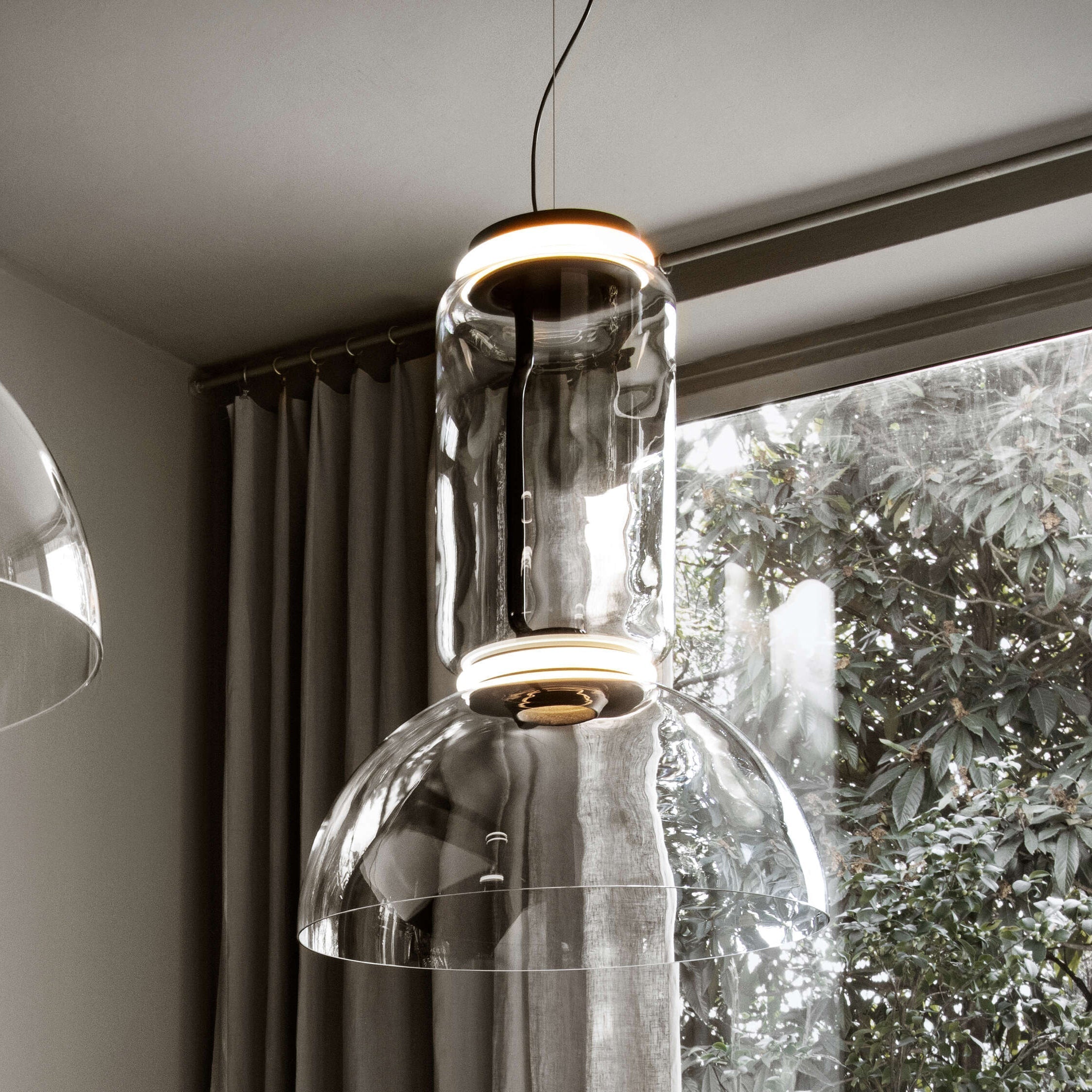 Cylindrical Clear Glass Chandelier
