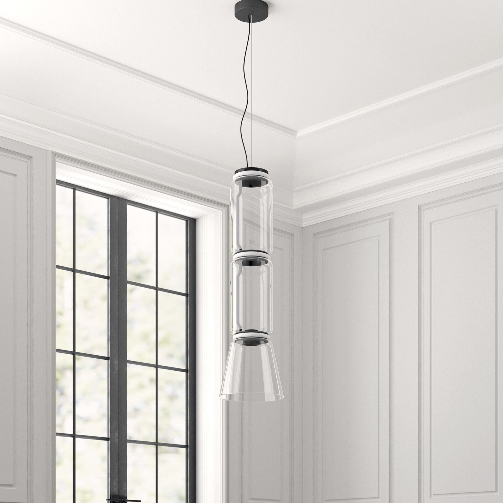 Cylindrical Clear Glass Chandelier