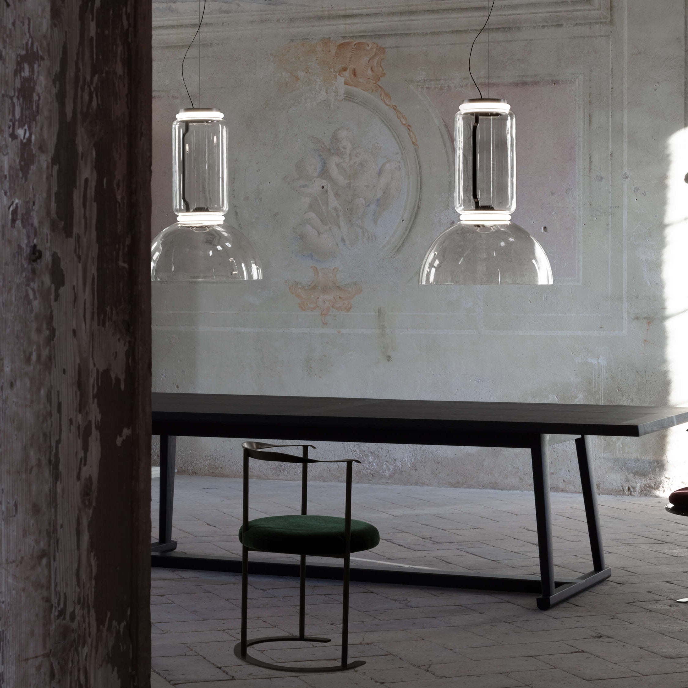 Cylindrical Clear Glass Chandelier