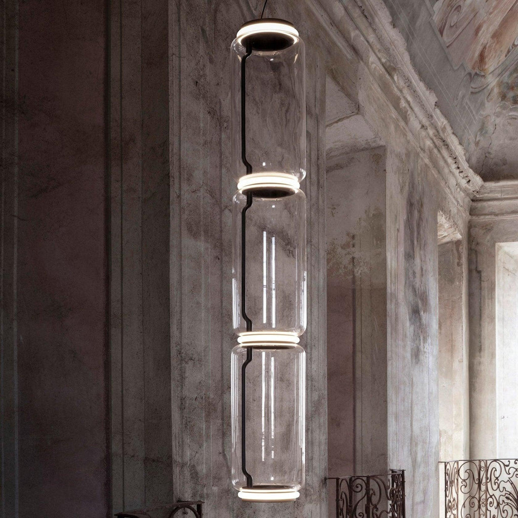 Cylindrical Clear Glass Chandelier