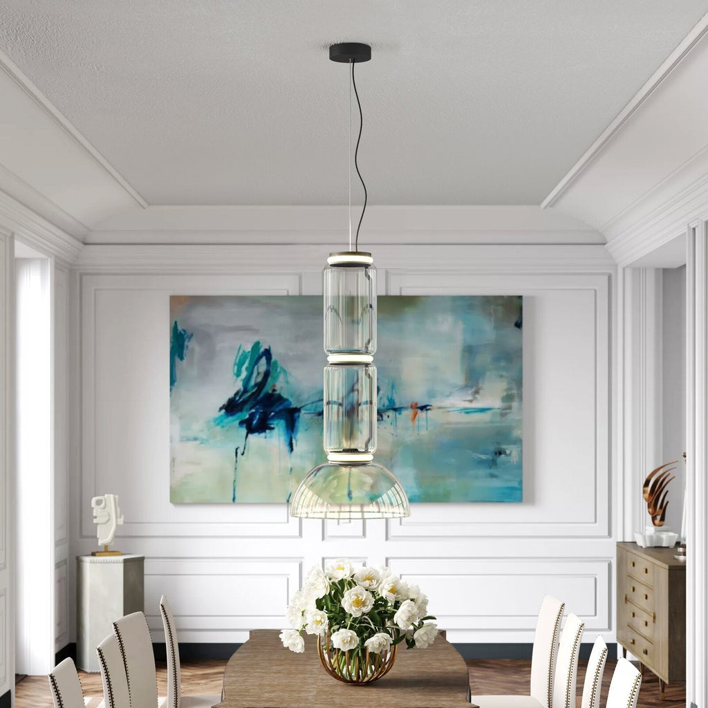 Cylindrical Clear Glass Chandelier