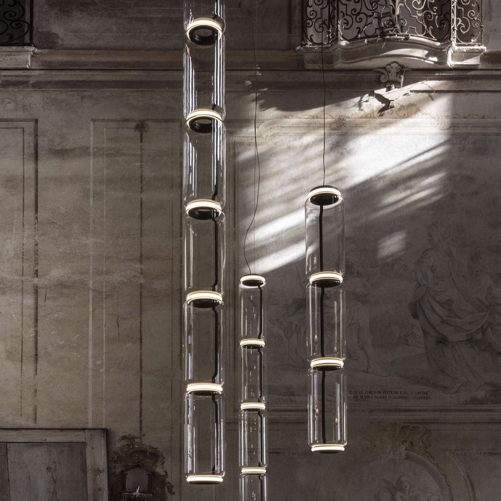 Cylindrical Clear Glass Chandelier