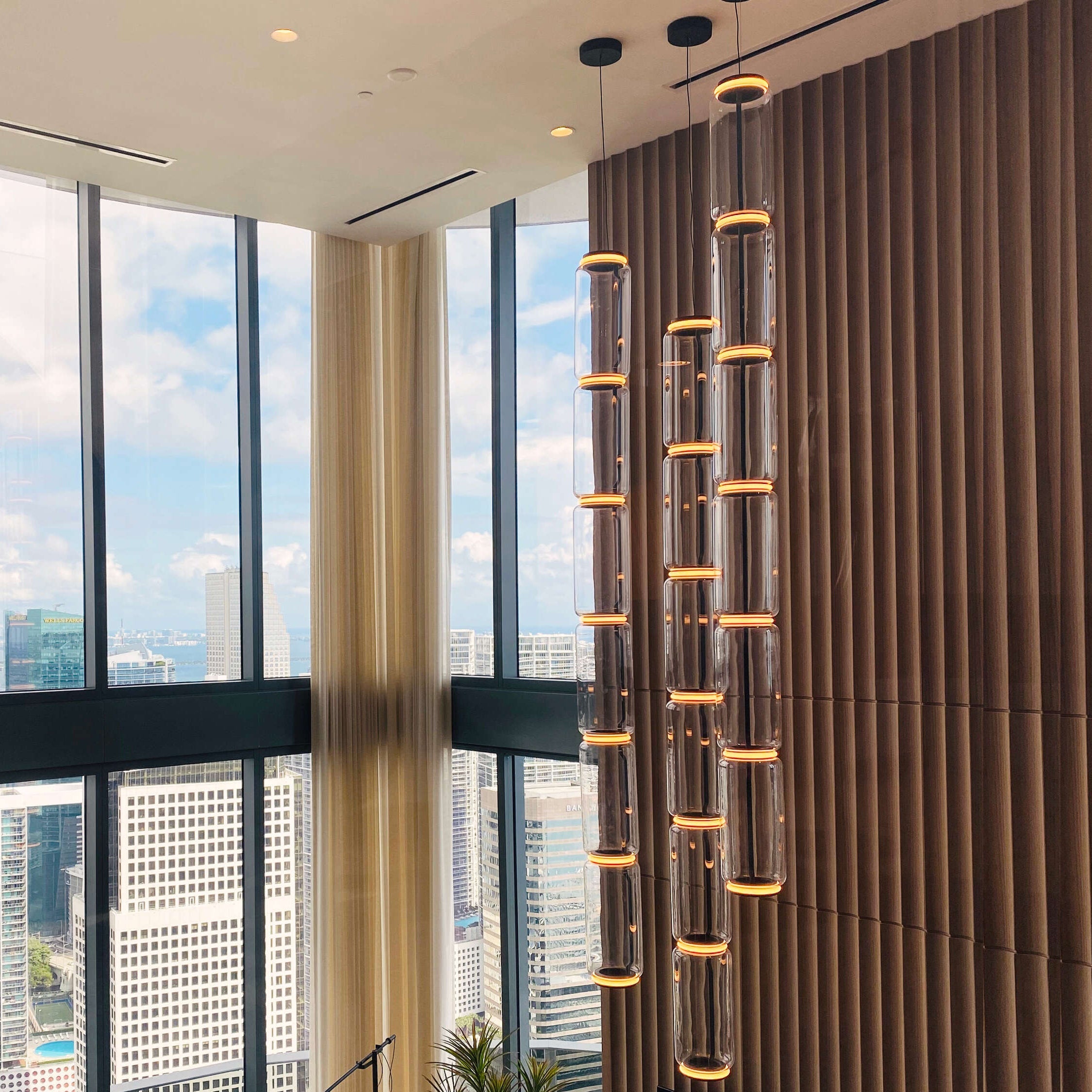 Cylindrical Clear Glass Chandelier