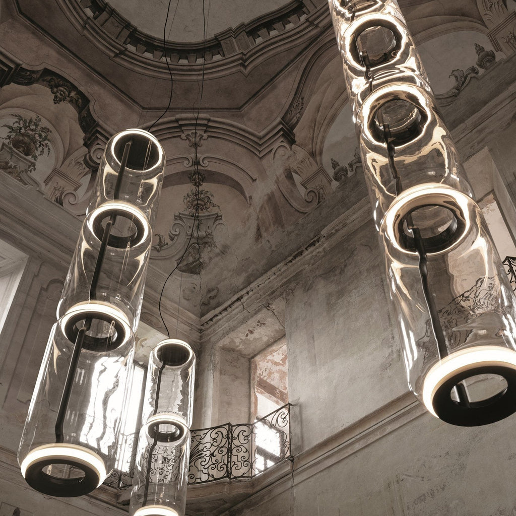 Cylindrical Clear Glass Chandelier
